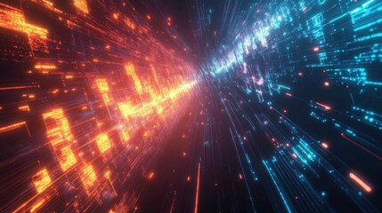 Obraz premium Digital Tunnel: A Journey Through Cyberspace