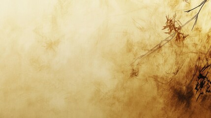 Abstract Golden Background with Delicate Branches and Texture Effects