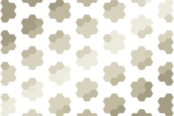 Soft brown and beige hexagonal flower pattern with a geometric floral arrangement. Abstract decorative concept