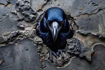 Raven Inspired Textured Concrete Surface Design with Artistic Depth