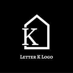 K letter logo with house concept
