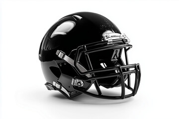 Fototapeta premium Black American football helmet isolated on a white background