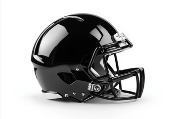 Fototapeta premium Black American football helmet isolated on a white background