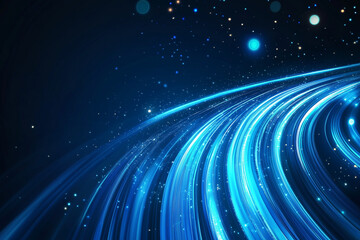 Obraz premium Dynamic blue abstract background with light speed streaks