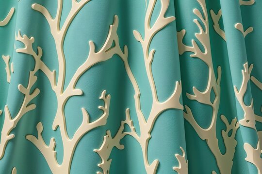 Vibrant Seafoam Stripes with Cream Structure Patterns on Contemporary Artistic Background