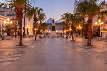 Plaza de San Juan de Dios at Dawn, Cadiz, Spain © pillerss