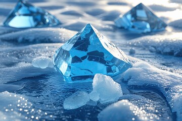 Three Dimensional Crystal Clear Frozen Surface Background Ice Texture