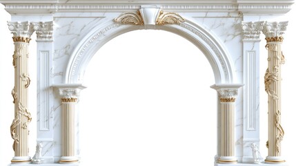Naklejka premium Elegant marble archway, classical columns, indoor setting, architectural detail, design element