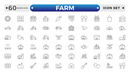 Farm, Farming, Agriculture - outline web icon set. Contains such Icons as Greenhouse, Haystack, Harvest and more. Editable stroke outline icon.
