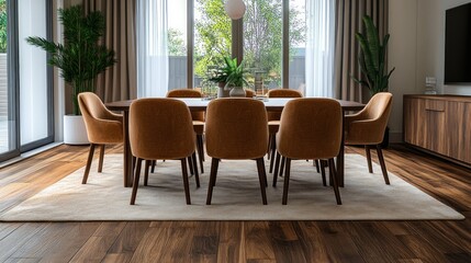 Modern Dining Room with Beige Chairs