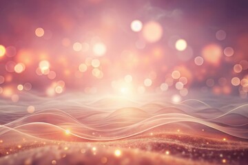 Obraz premium Abstract Glittering Waves with Warm Hues and Soft Bokeh Lights