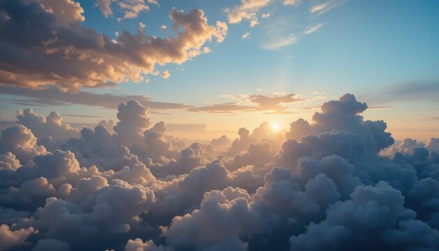 Golden Hour Above the Clouds: An Aerial View of a Sunset