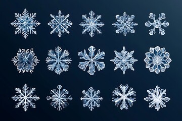 Unique snowflakes, winter background