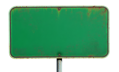 Rustic Empty Metal Road Sign Isolated