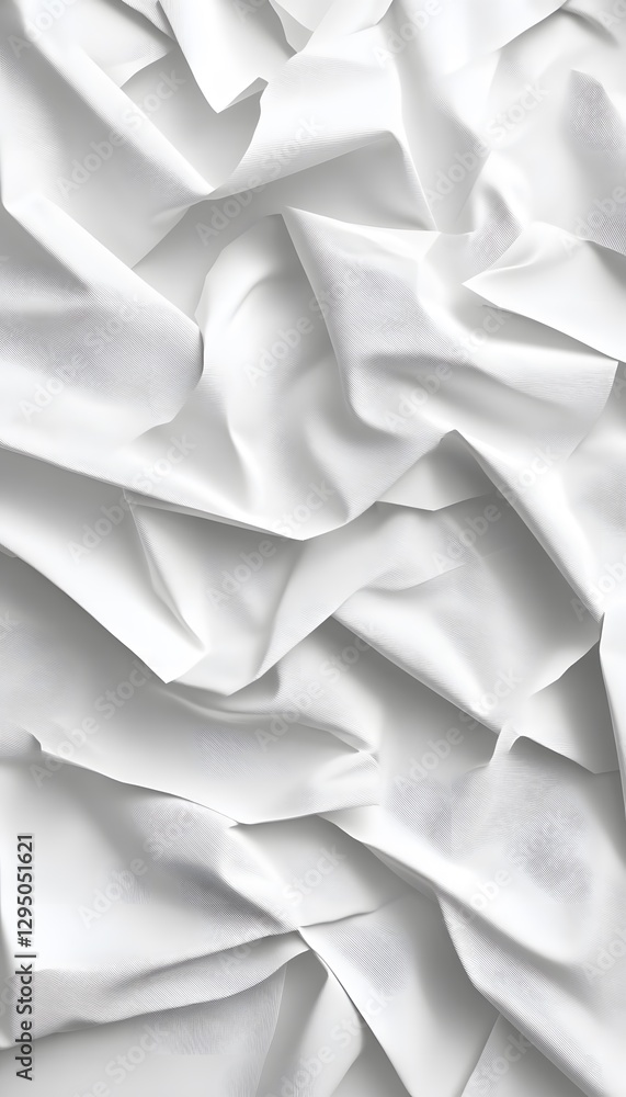 Poster abstract image depicts white fabric folds in intricate patterns