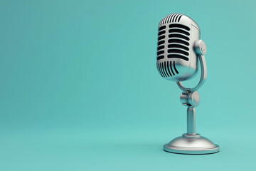 Fototapeta premium microphone with vintage radio aesthetics isolated on a solid color background