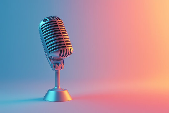 microphone with vintage radio aesthetics isolated on a solid color background