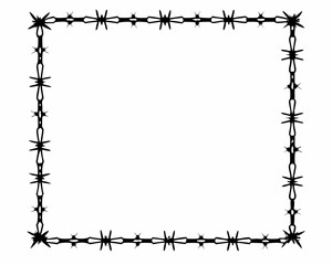 vintage Barbed Wire Frame, Black and White Rough Border Design
