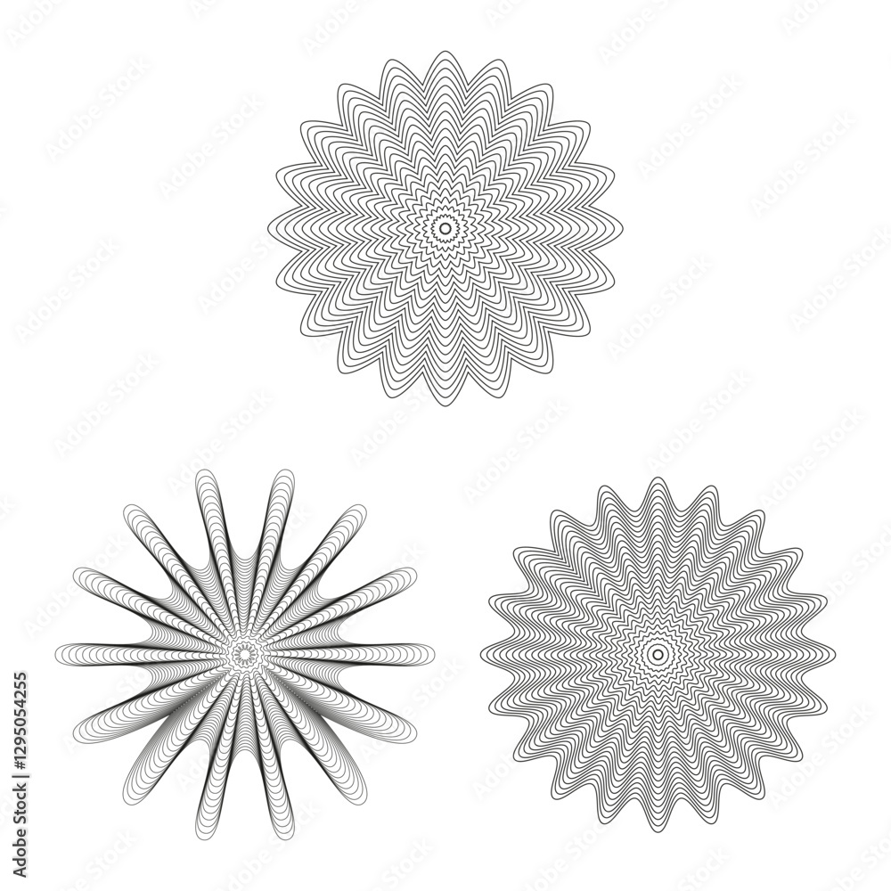 Aufkleber geometric flower pattern. optical abstract shape. symmetric radial design. decorative contour elemen