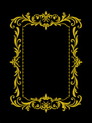 Yellow Ornate Decorative Frame, Elegant Floral Border Design