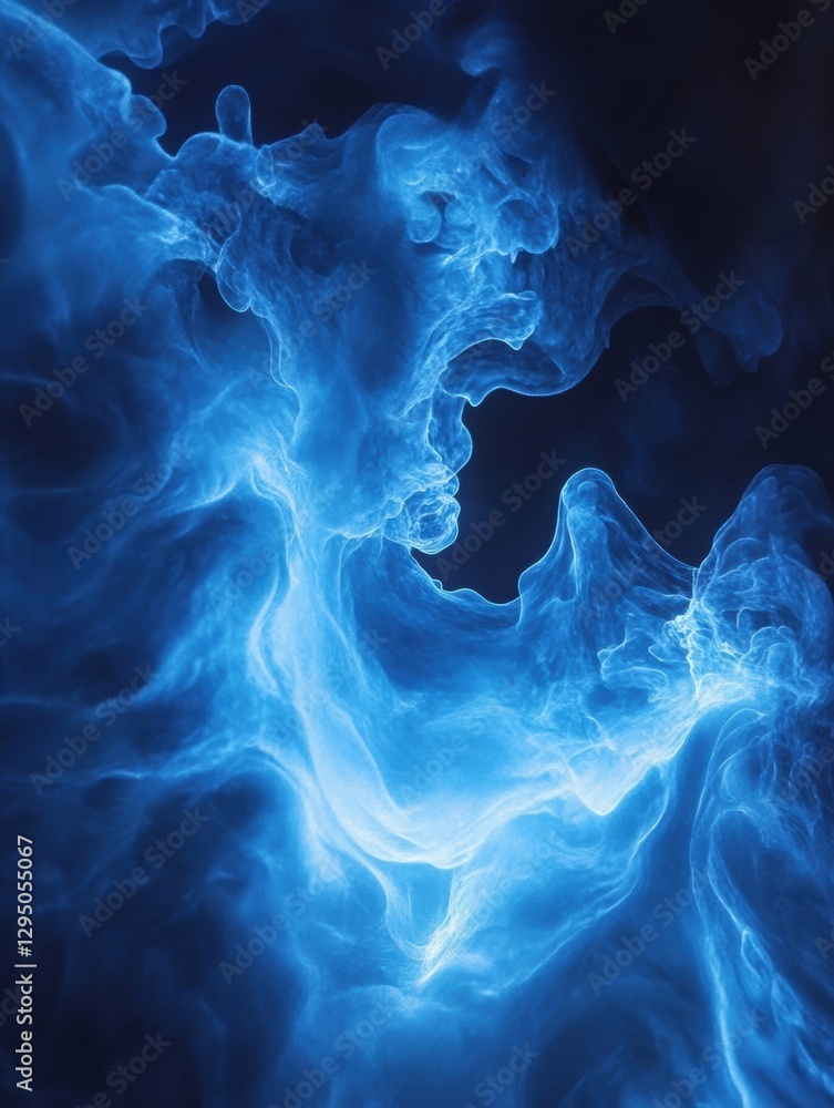 Aufkleber Glowing gas bubbles rise gracefully in the depths of a serene underwater environment at twilight. Generative AI