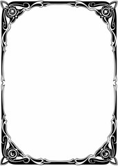 Elegant Black and White Ornate Frame, Decorative Border with Swirls