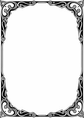 Elegant Black and White Ornate Frame, Decorative Border with Swirls