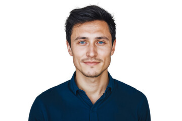 Fototapeta premium Close-up portrait of a handsome man, smiling on face, isolated on transparent background