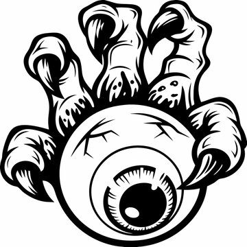 Creepy Monster Hand Grabbing an Eye, Horror Tattoo Design