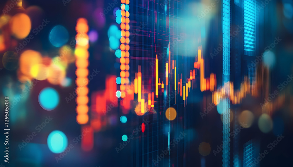 Poster abstract image of finance and investments with a colorful bokeh effect -