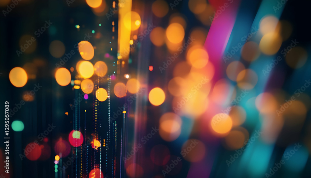 Poster abstract image of finance and investments with a colorful bokeh effect -