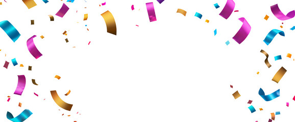 Obraz premium colorful falling confetti, ribbons for celebrating birthdays, anniversaries, holidays, parties, happy hours, weddings, graduations, isolated, celebrate, celebration 