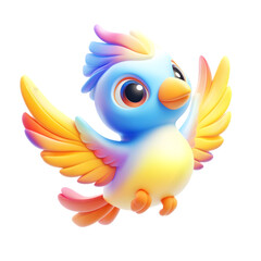 3d cartoon bird with flower