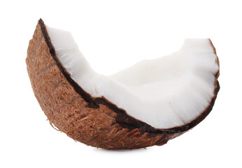 Piece of cracked coconut isolated on white