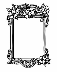 Elegant floral decorative frame with intricate vine and flower patterns, perfect for adding a touch of nature to photos and artwork