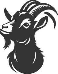 Goat tilting its head, as if curious animal vector silhouette
