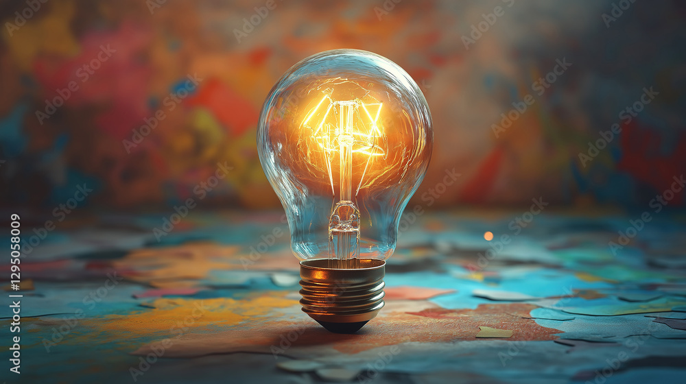 Poster flat lay representation of clarifying complex ideas using a light bulb and inspiration