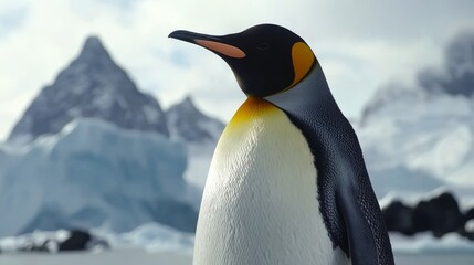 Obraz premium Penguin in snow mountain