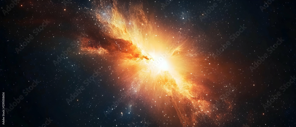 Poster abstract space background with galaxies and stars in outer space -