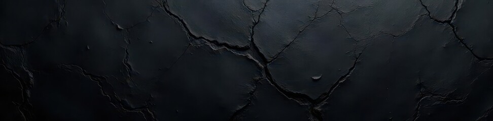 Rough black wall, uneven surface, visible cracks, textured wall, shadow