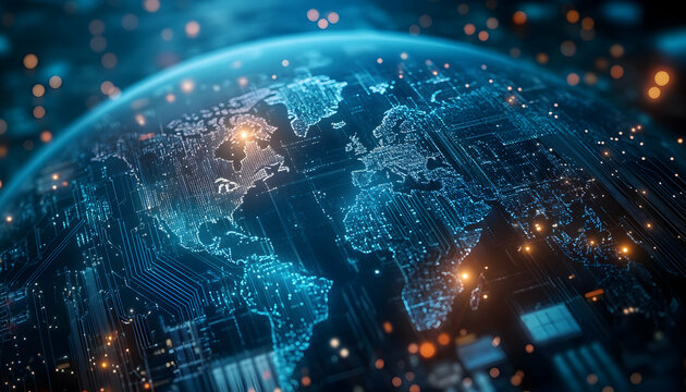 Active world trade and global electronics market concept  - 