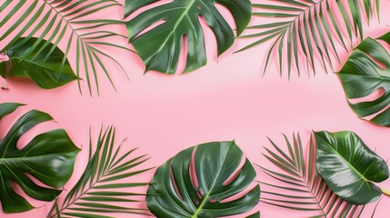 Naklejka premium Dive into a Summer Flat - Lay on a Soft Pink Canvas