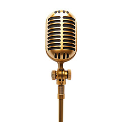 Fototapeta premium Golden Retro Microphone: A Classic Sound