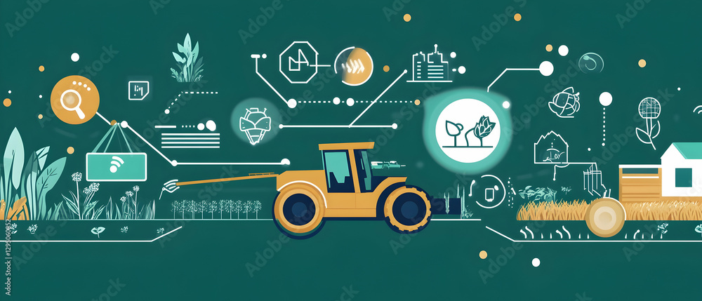Poster ai data analysis icons enhancing efficiency in agriculture -