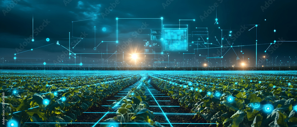 Poster ai data analysis icons enhancing efficiency in agriculture -