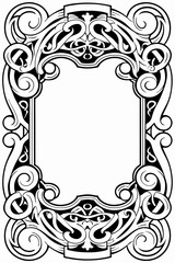 Elegant vintage frame featuring intricate swirls and ornamental flourishes, perfect for sophisticated and timeless designs