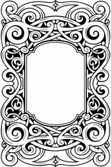 Elegant vintage frame featuring intricate swirls and ornamental flourishes, perfect for sophisticated and timeless designs