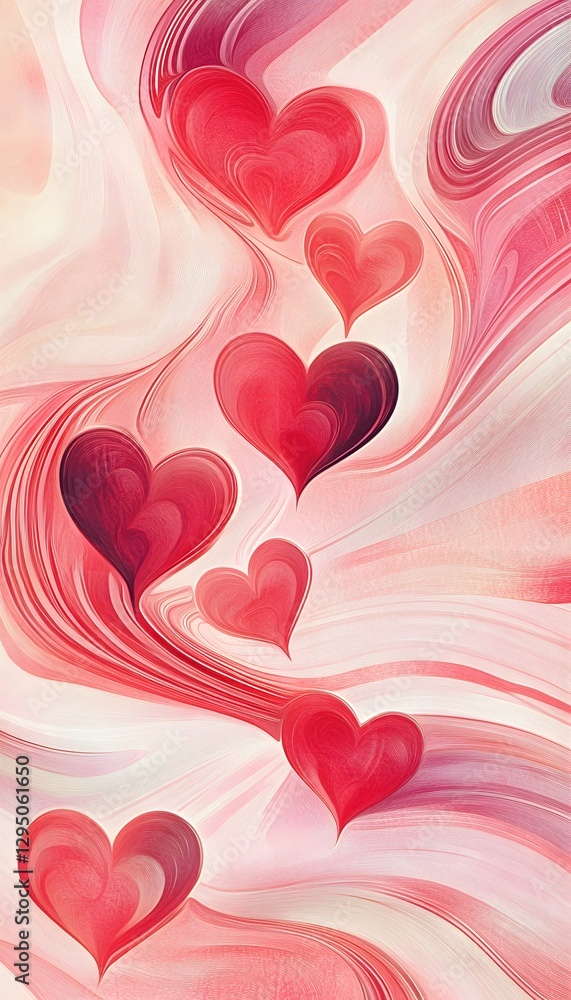 Aufkleber abstract flowing lines backdrop with a cluster of hearts