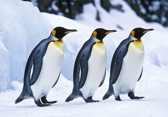 Obraz premium Penguins in snow-mountain