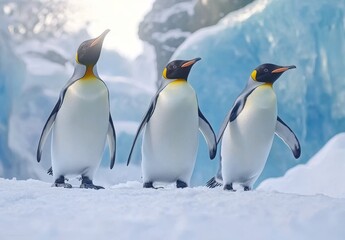 Penguins in snow-mountain